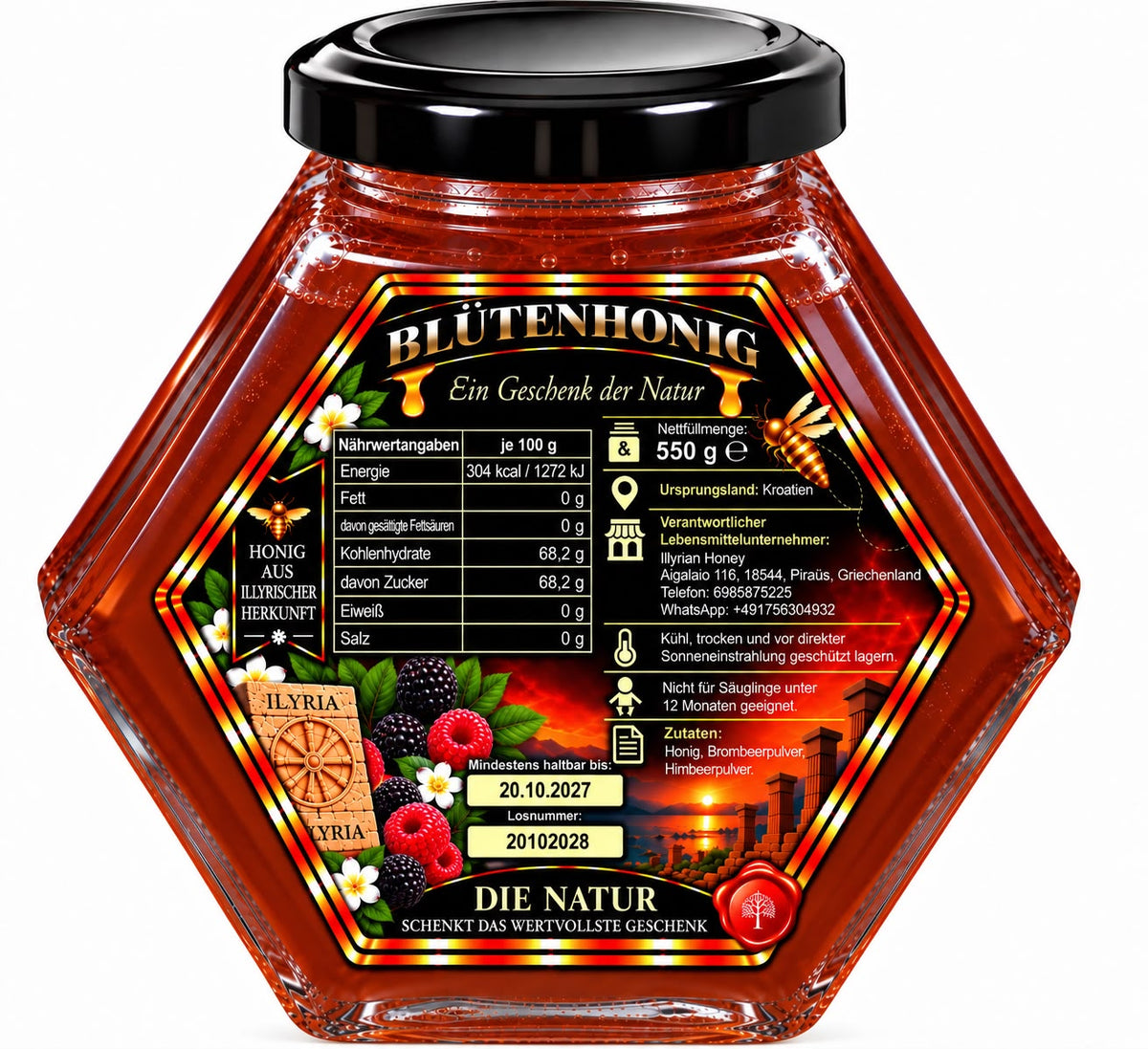 Honey with Blackberry Raspberry Flavour